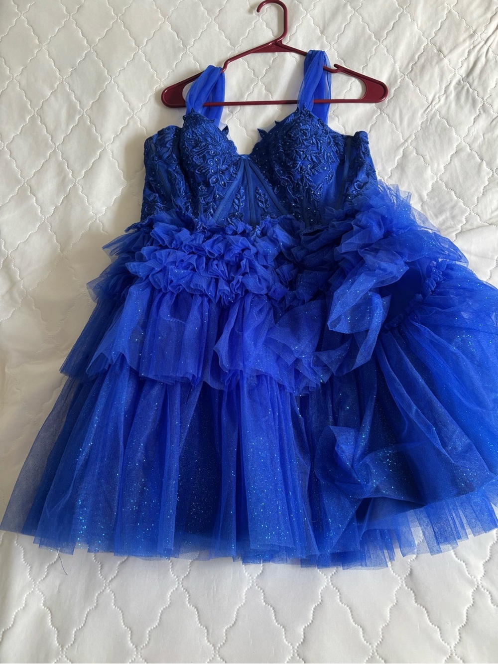 Royal Blue Tulle Midi Dress - Unbranded